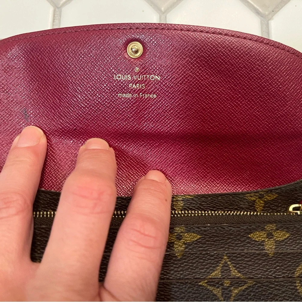 Louis Vuitton Monogram Canvas Trifold Wallet with Red Snap